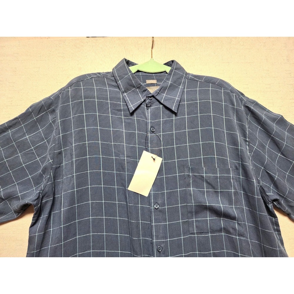 Bruno Men's Sueded Blue shirt with windowpane pattern Size XL  NWT